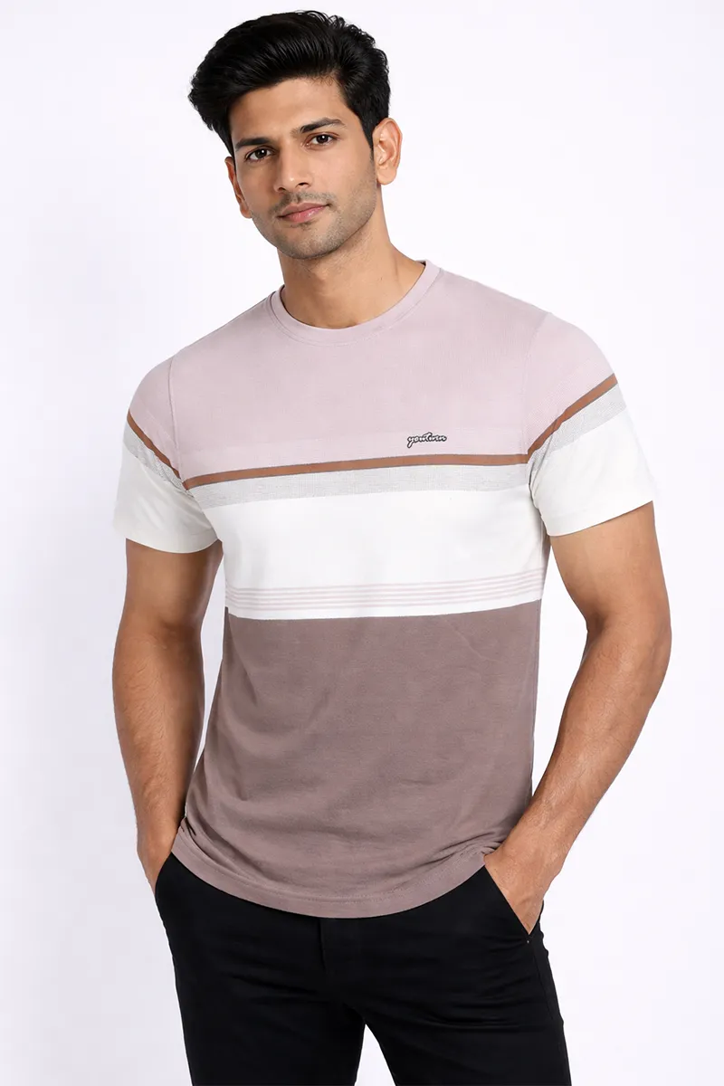 Men's Cotton Colorblock Round Neck T-shirt CLMTS44MAU40