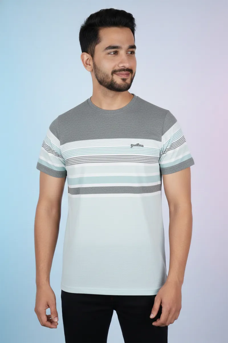 Men's Cotton Colorblock Round Neck T-shirt CLMTS45SAG40