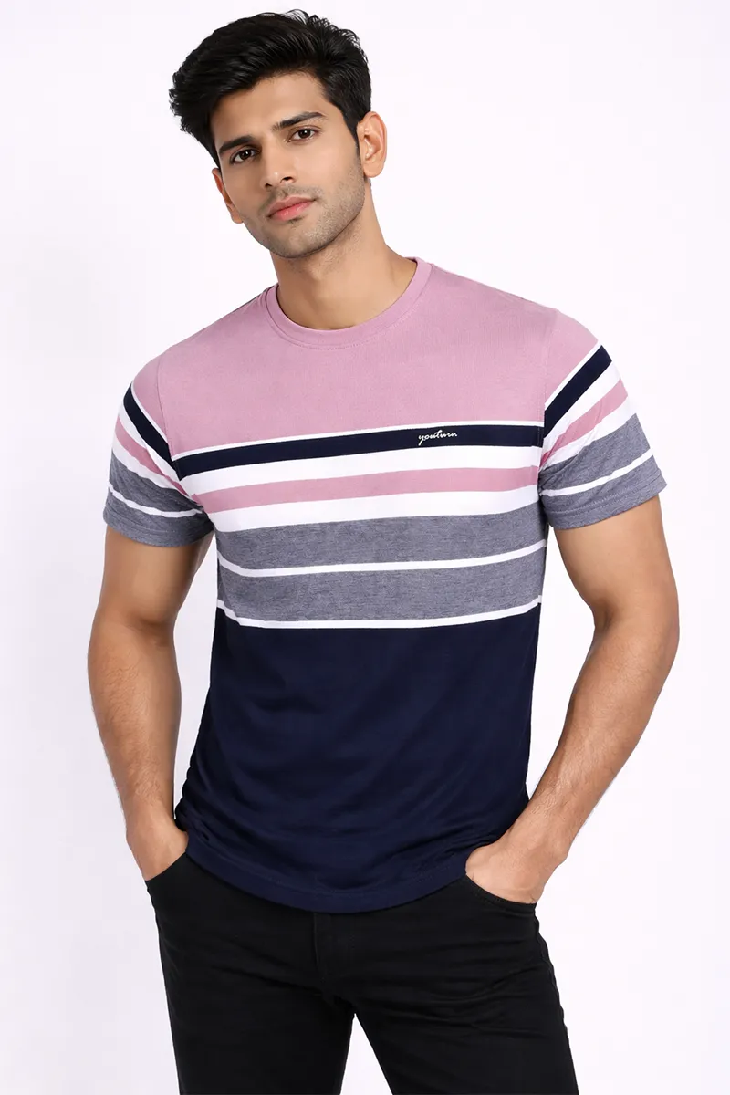 Men's Cotton Colorblock Round Neck T-shirt