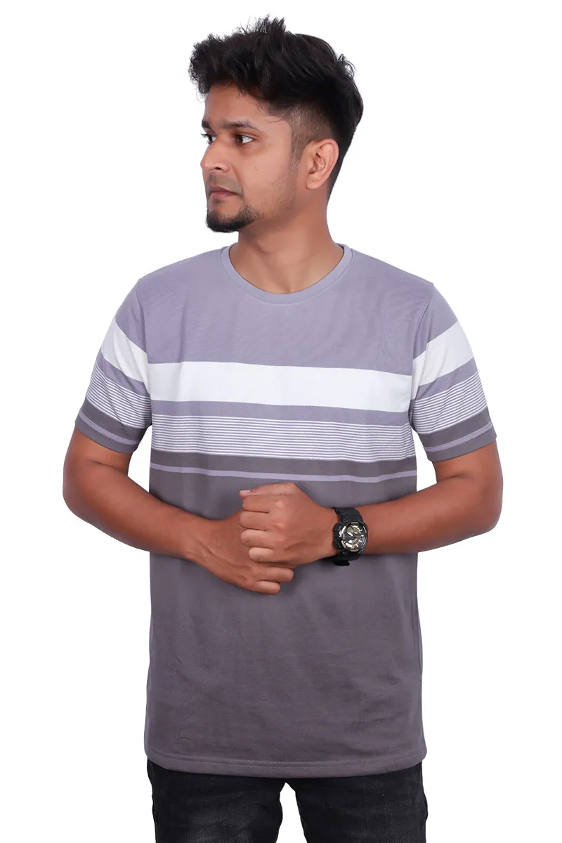 Men's Cotton Colorblock Round Neck T-shirt CLMTS47LAV40