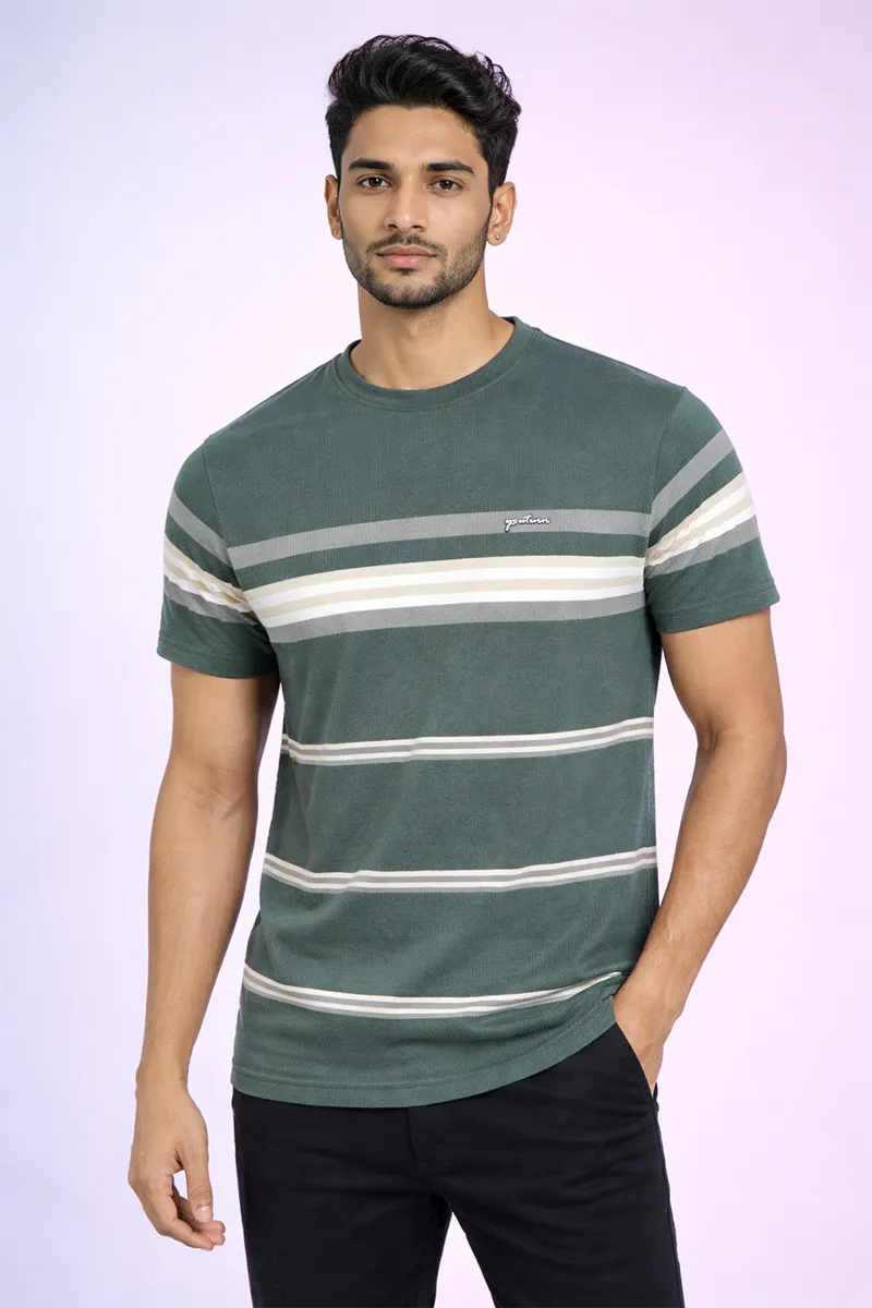 Men's Cotton Colorblock Round Neck T-shirt