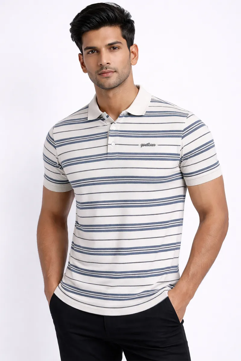 Men's Cotton Colorblock Polo Neck T-shirt CLMTS50CRE44