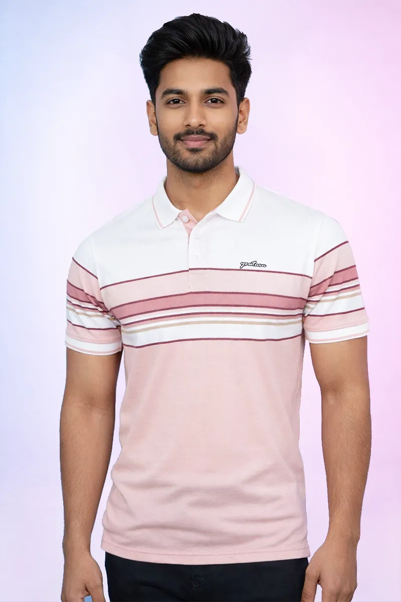 Cotton Colorblock Polo Neck T-shirt for Mens  CLMTS62OFF38