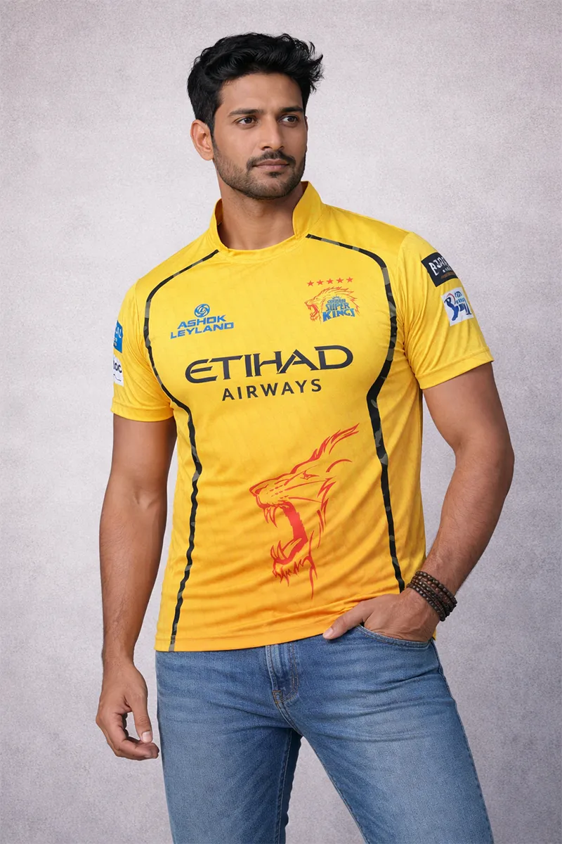 Men's Polyester IPL CSK Jersey T-shirt
