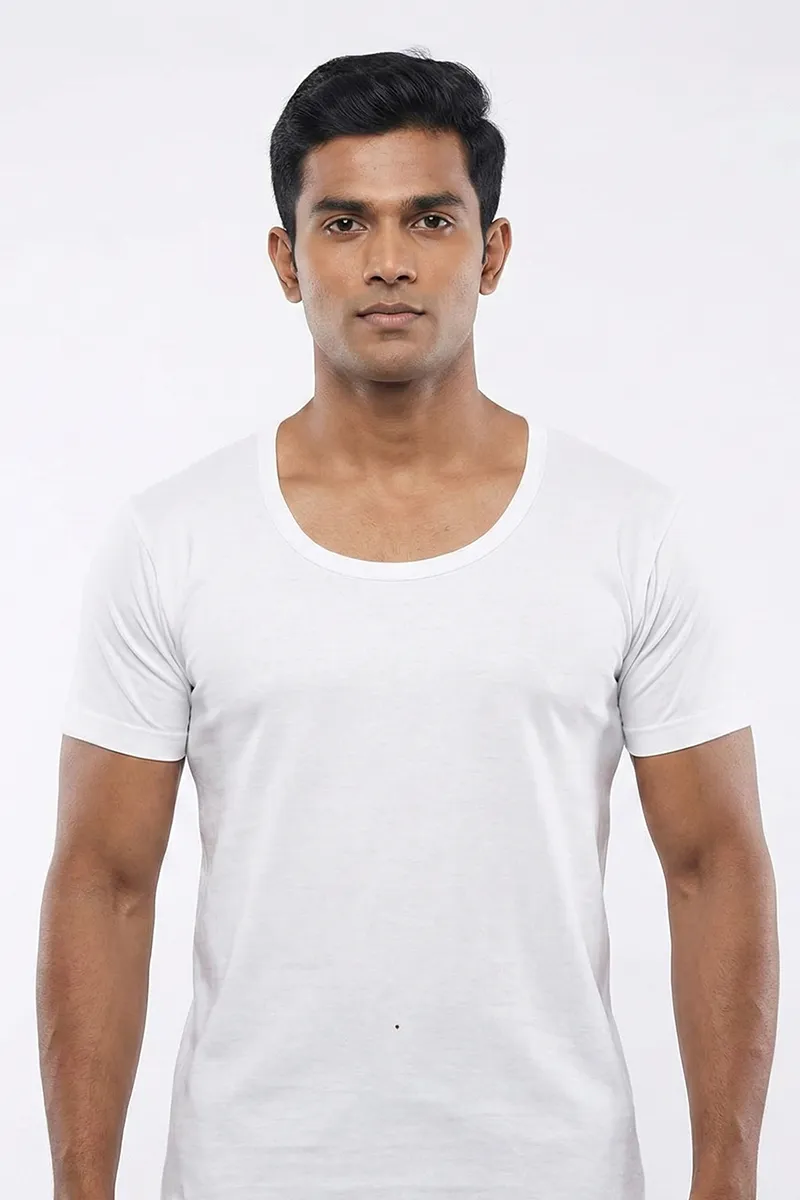 Cotton Solid Half Sleeve Vest for Men