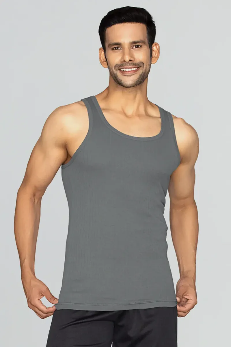 Men's Textured Combed Cotton Vest CLMVS06ASHL