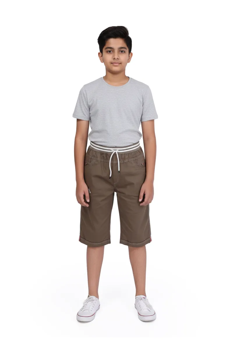 Boy's Cotton Solid Capri Pant - Sage