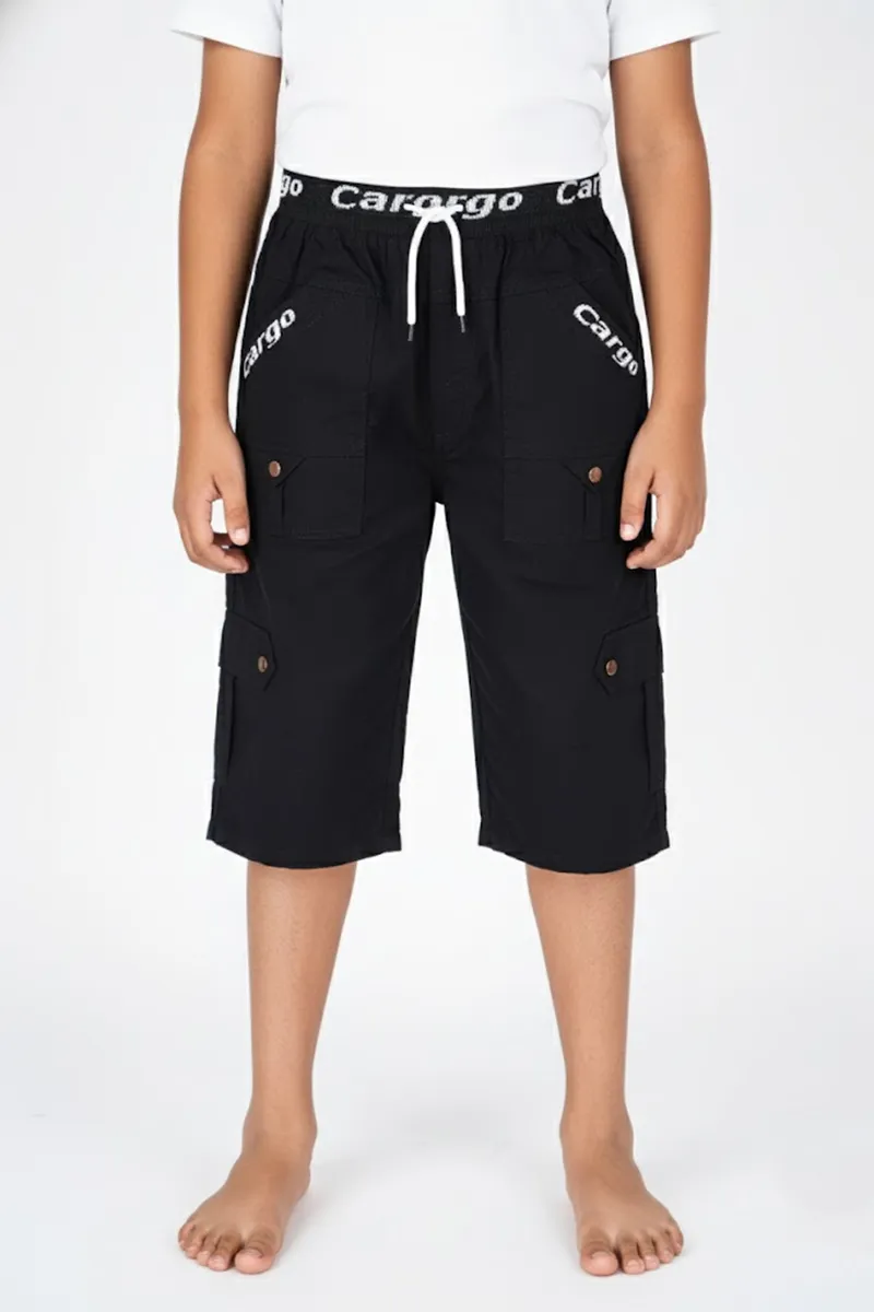 Boy's Cotton Solid Capri Pant - Black CLOB006BLA1516YRS