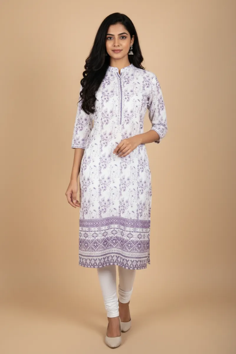 Cotton Chikankari Printed Kurti for Women CLW00006MAUM.