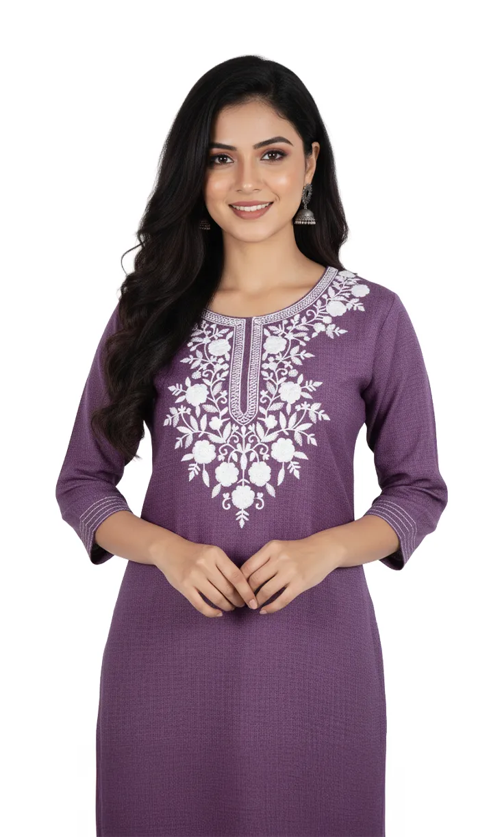 Cotton Embroidered Top for Women CLW00007PURL