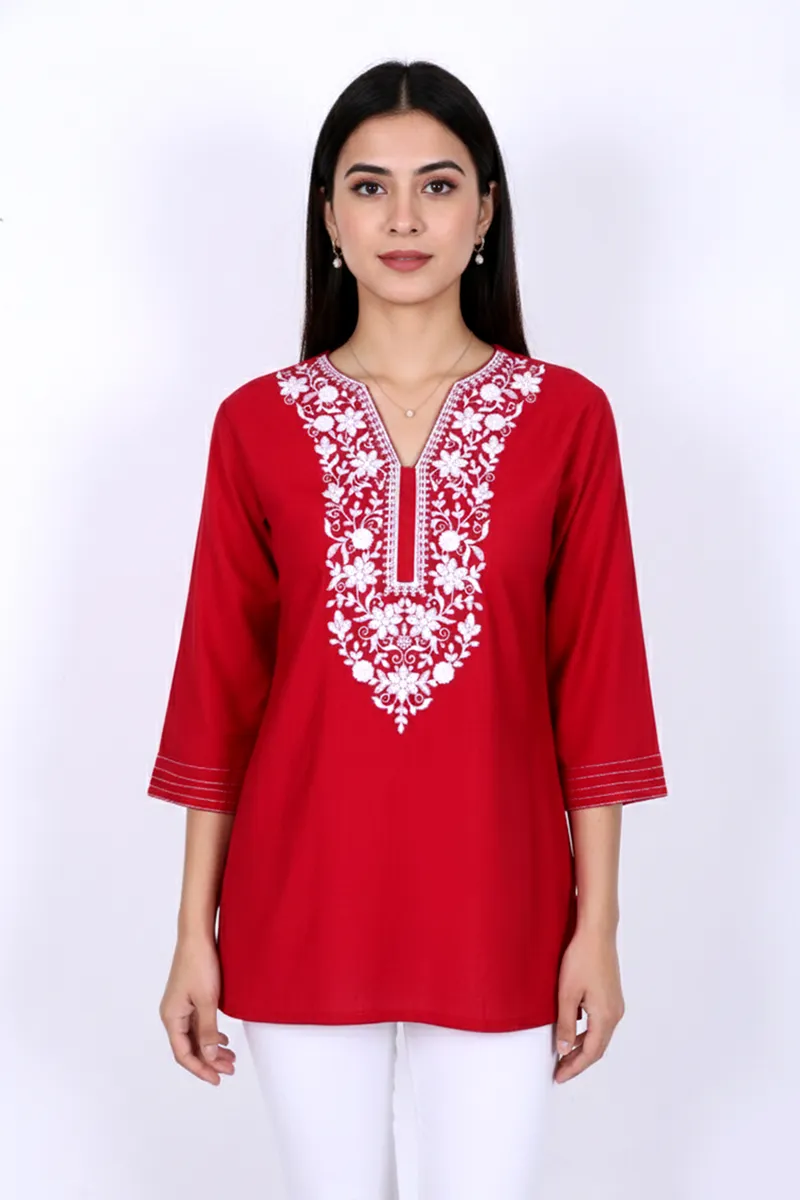 Cotton Embroidered Top for Women