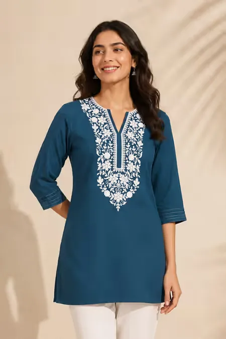 Cotton Embroidered Top for Women CLW00008TEAXXL
