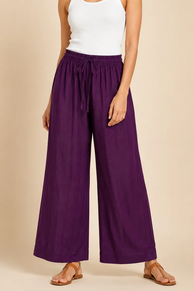 Cotton Blend Solid Palazzo for Women