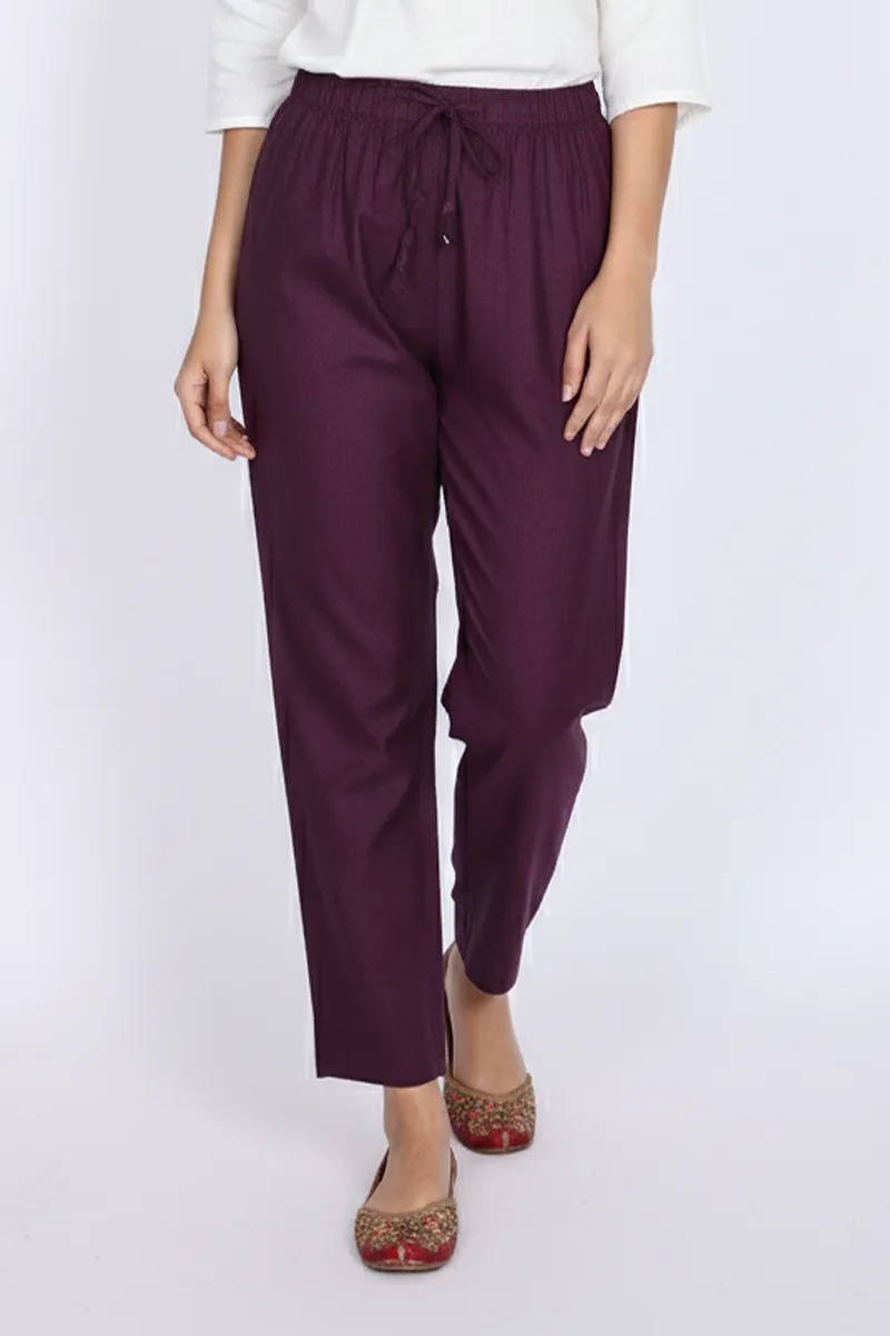 Cotton Blend Solid Palazzo for Women CLW00094BURXXL