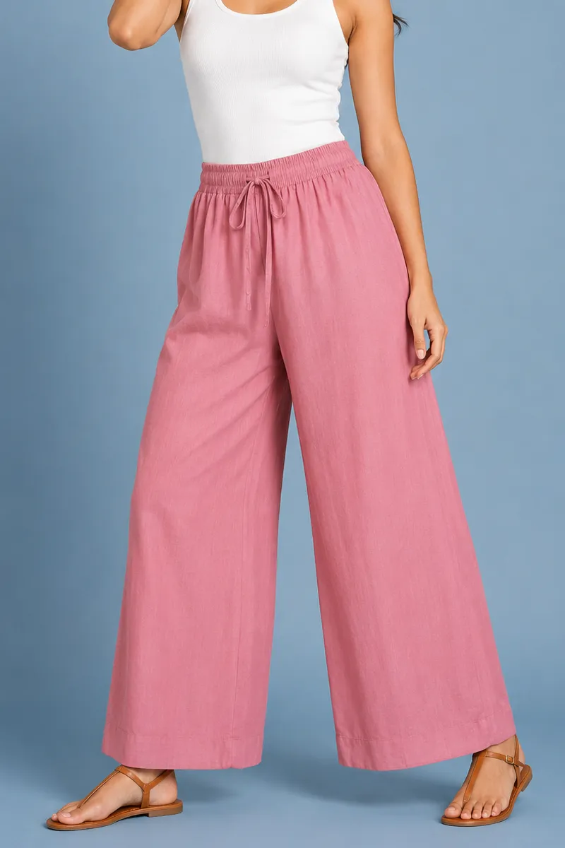 Cotton Blend Solid Palazzo for Women
