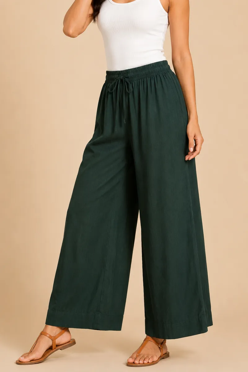 Cotton Blend Solid Palazzo for Women