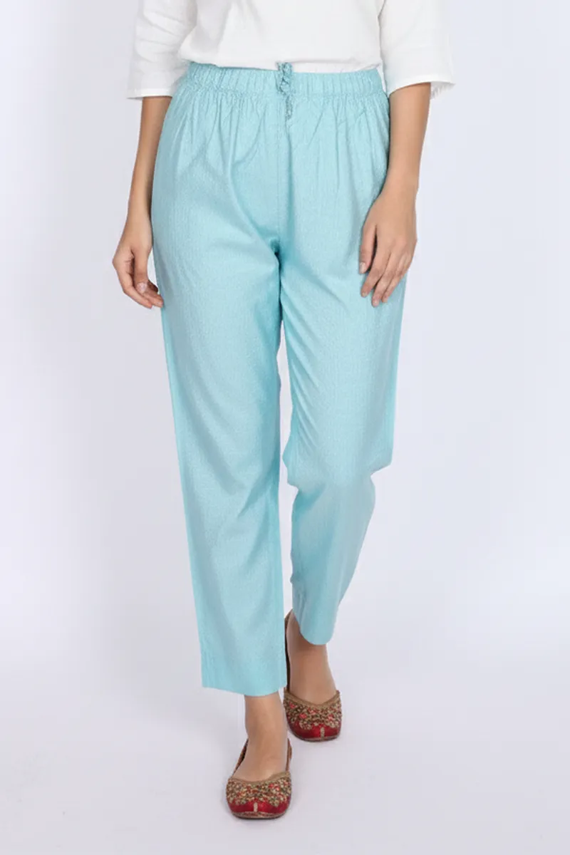 Cotton Blend Solid Palazzo for Women CLW00094SKYBLUXXL