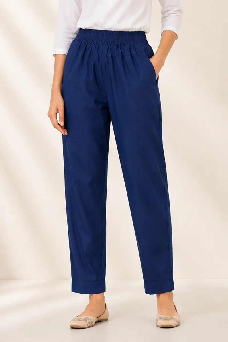 Cotton Blend Solid Kurti Pant for Women CLW00095BLU3XL