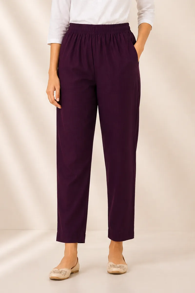 Cotton Blend Solid Kurti Pant for Women CLW00095BURXL