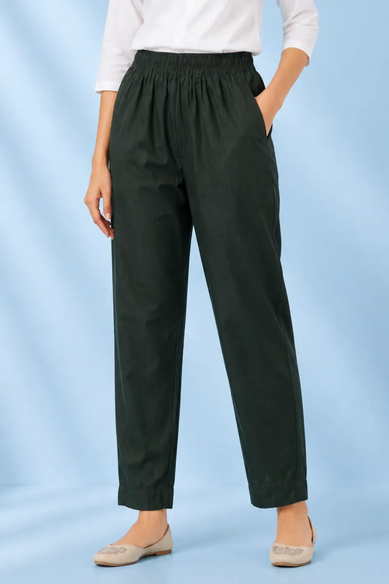 Cotton Blend Solid Kurti Pant for Women CLW00095GREL
