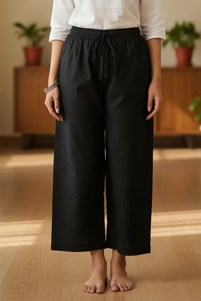 Cotton Solid Palazzo for Women CLW00098BLAXL