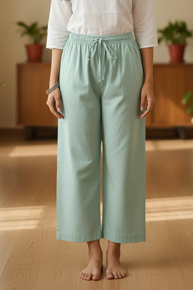 Cotton Solid Palazzo for Women CLW00098GREXXL
