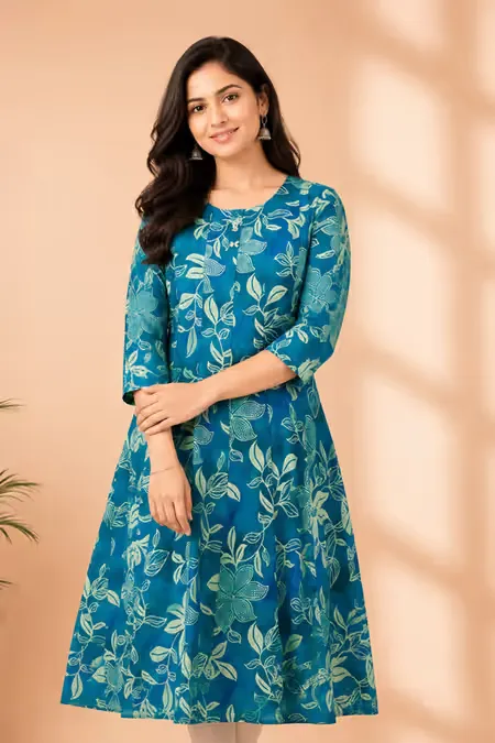 Rayon Botanical Printed Kurti for Women