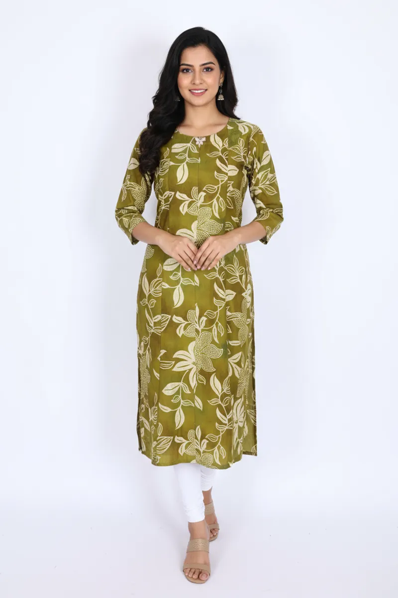 Rayon Botanical Printed Kurti for Women CLW00184GREXXL