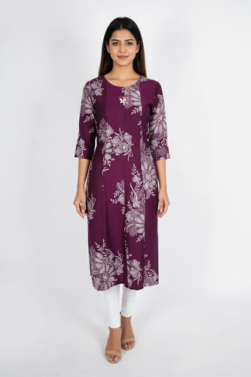 Rayon Floral Printed Kurti for Women CLW00186BURL