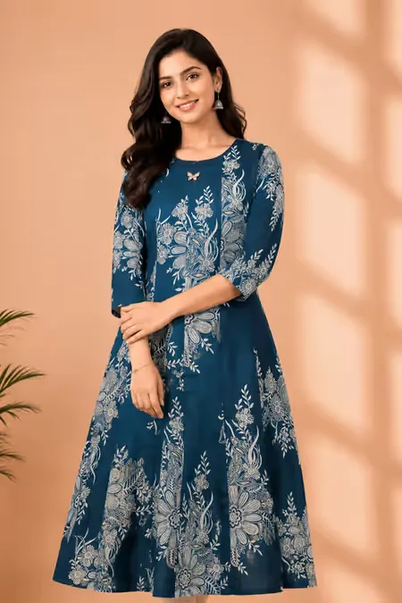 Rayon Floral Printed Kurti for Women
