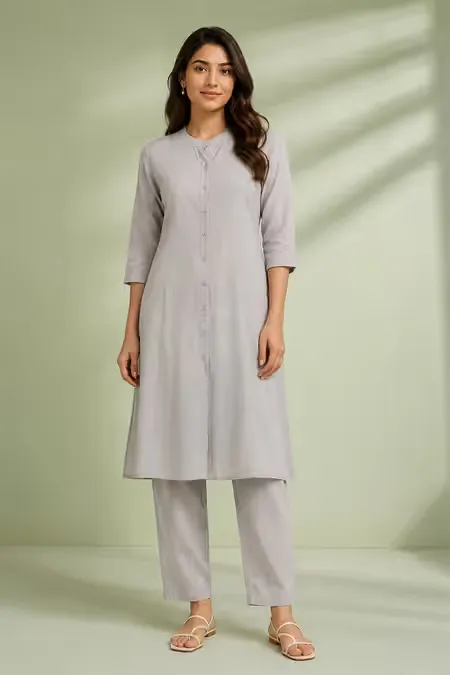 Rayon Solid Kurti with Pant Set for Women