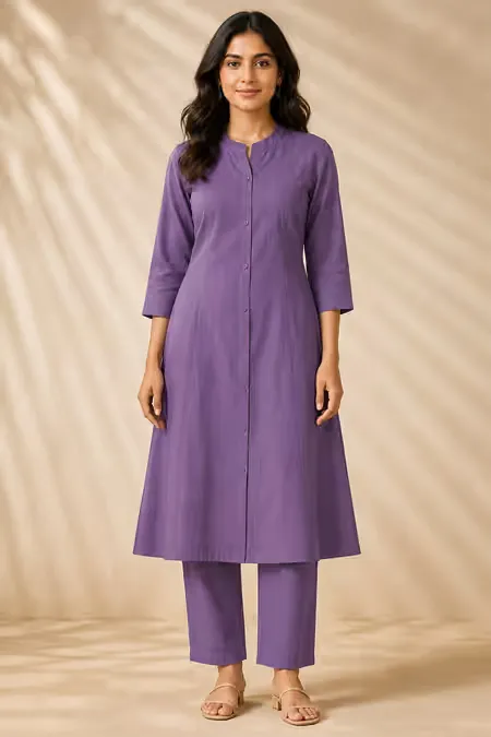 Rayon Solid Kurti with Pant Set for Women CLW00187MAUXXL