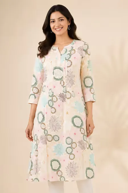 Rayon Floral Printed Kurti for Women CLW00209CREXXL