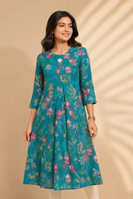 Rayon Botanical Printed Kurti for Women CLW00225GREXXL