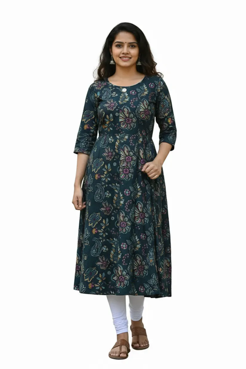 Rayon Floral Printed Kurti for Women CLW00227TEAXL