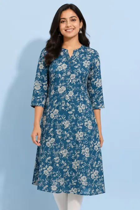 Rayon Floral Printed Kurti for Women CLW00228TEAXL