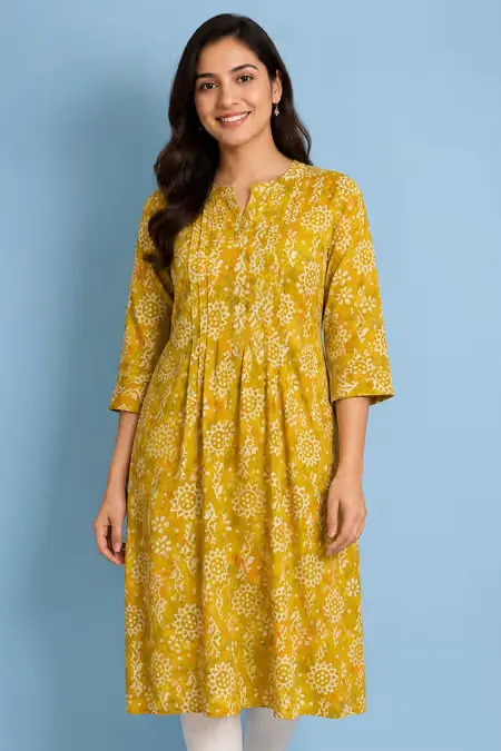 Rayon Floral Printed Kurti for Women CLW00235OLIL