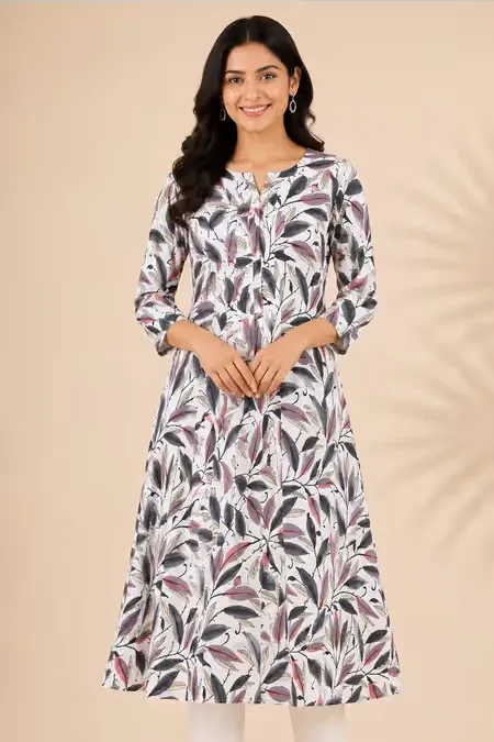 Rayon Botanical Printed Kurti for Women CLW00237GREXXL