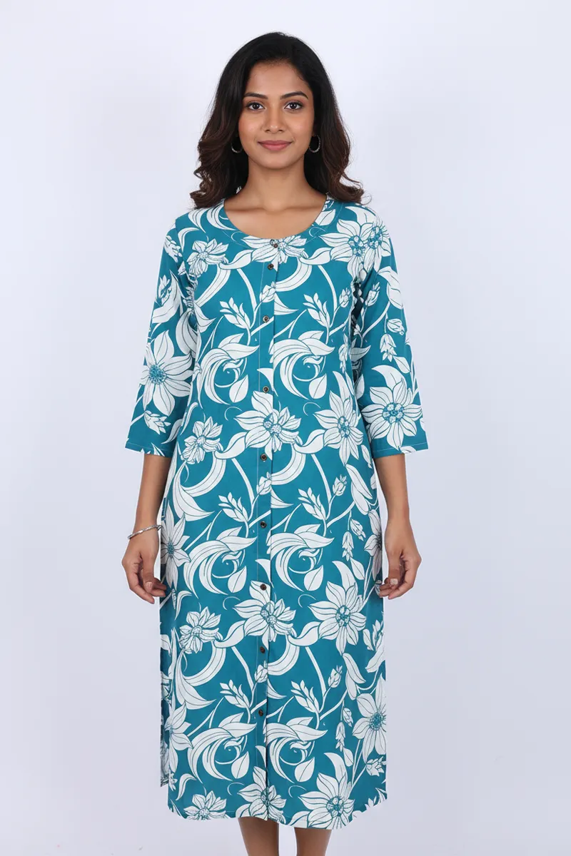 Rayon Floral Printed Kurti for Women CLW00240TEAXL