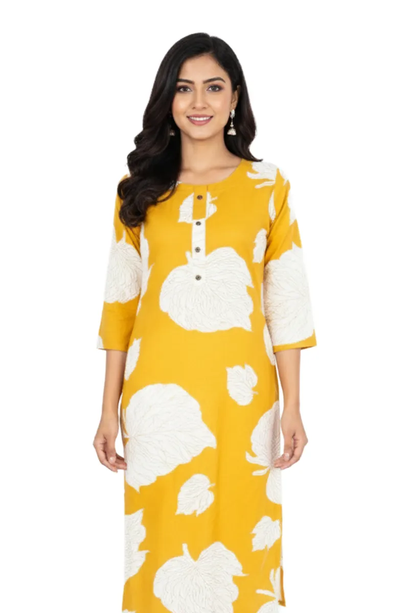 Rayon Botanical Printed Kurti for Women CLW00253MUSL