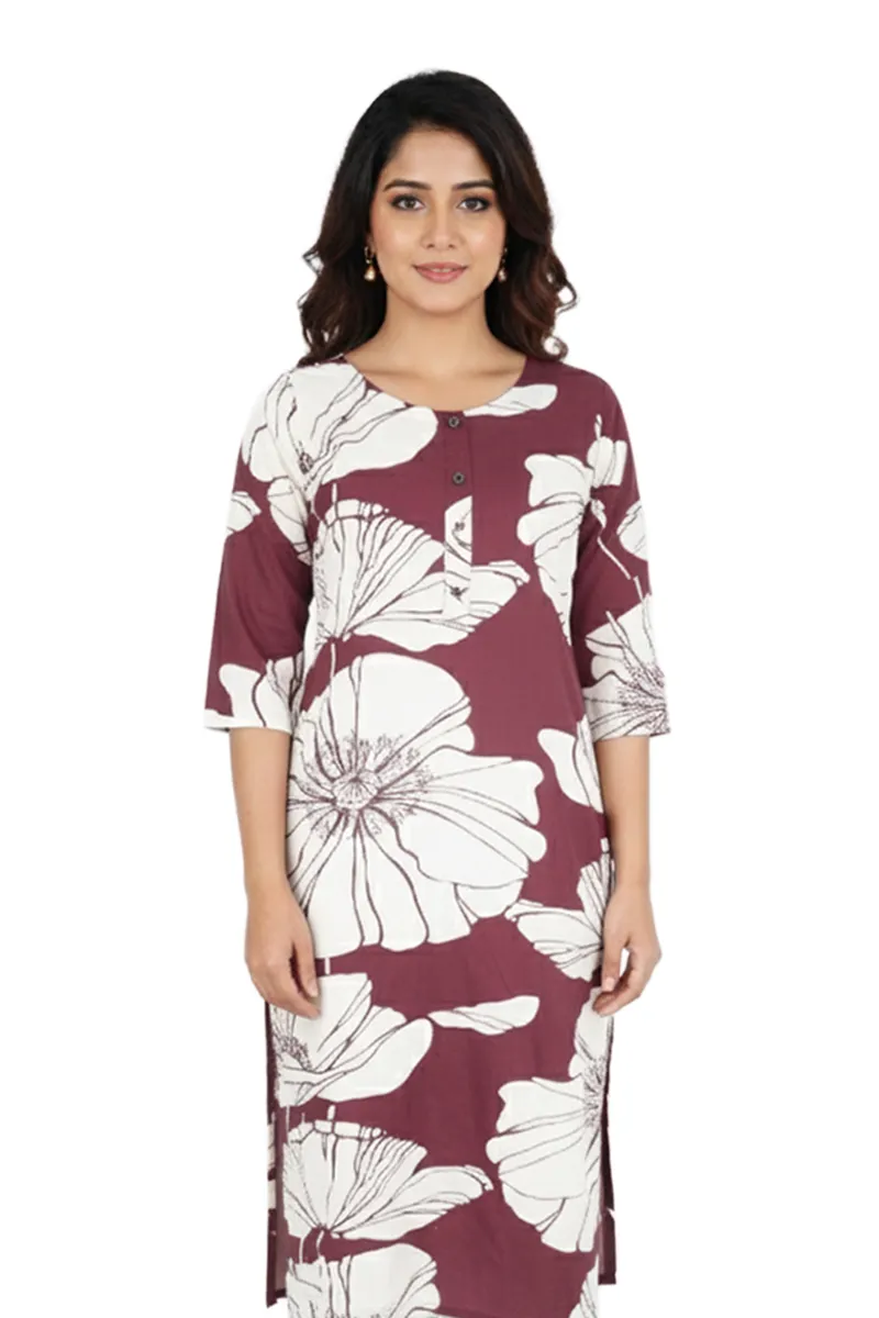 Rayon Floral Printed Kurti for Women CLW00254BROXXL