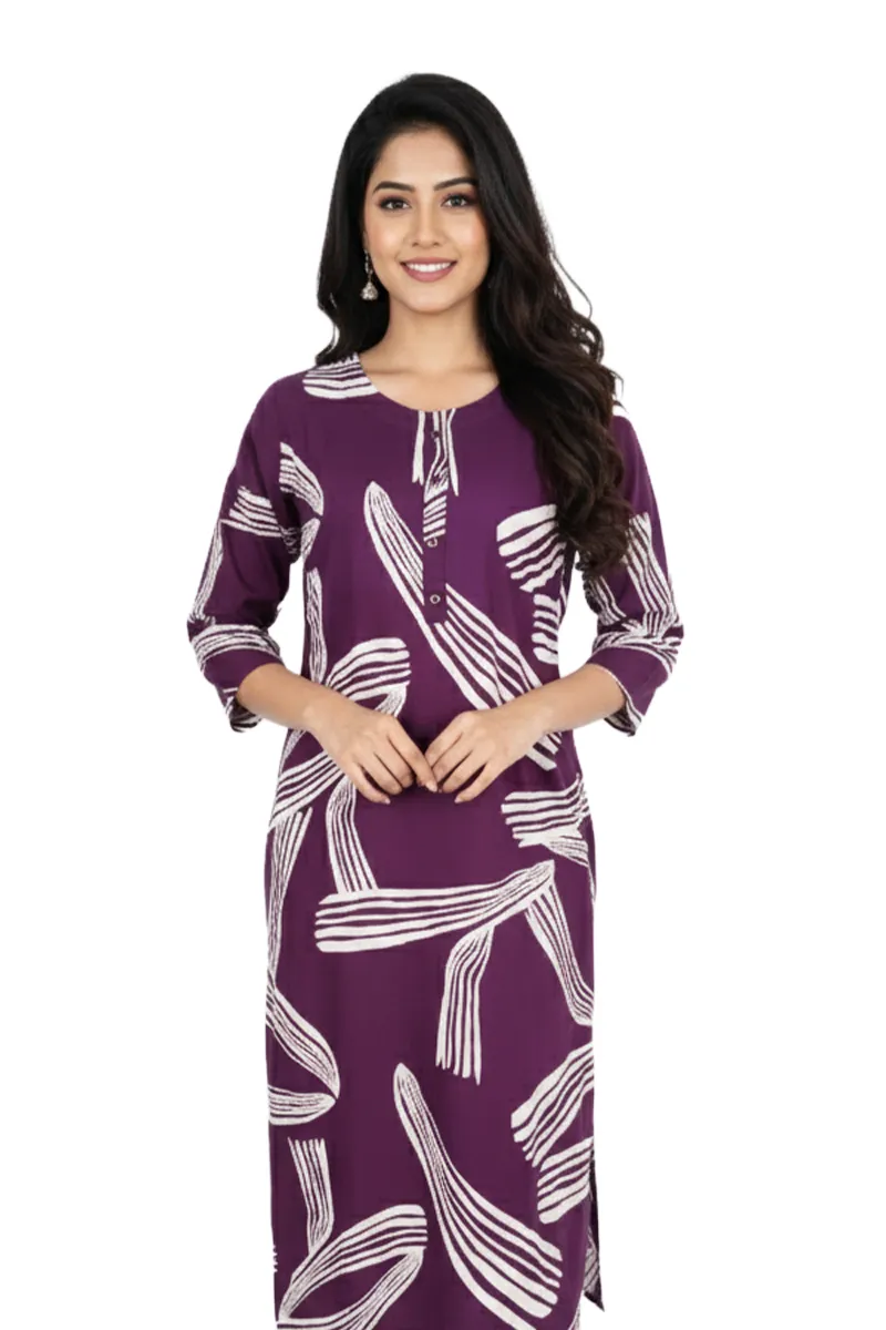 Rayon Abstract Printed Kurti for Women 