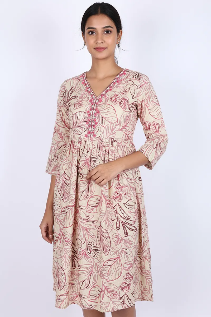 Rayon Botanical Printed A-line Kurti for Women CLW00283DUSPINM