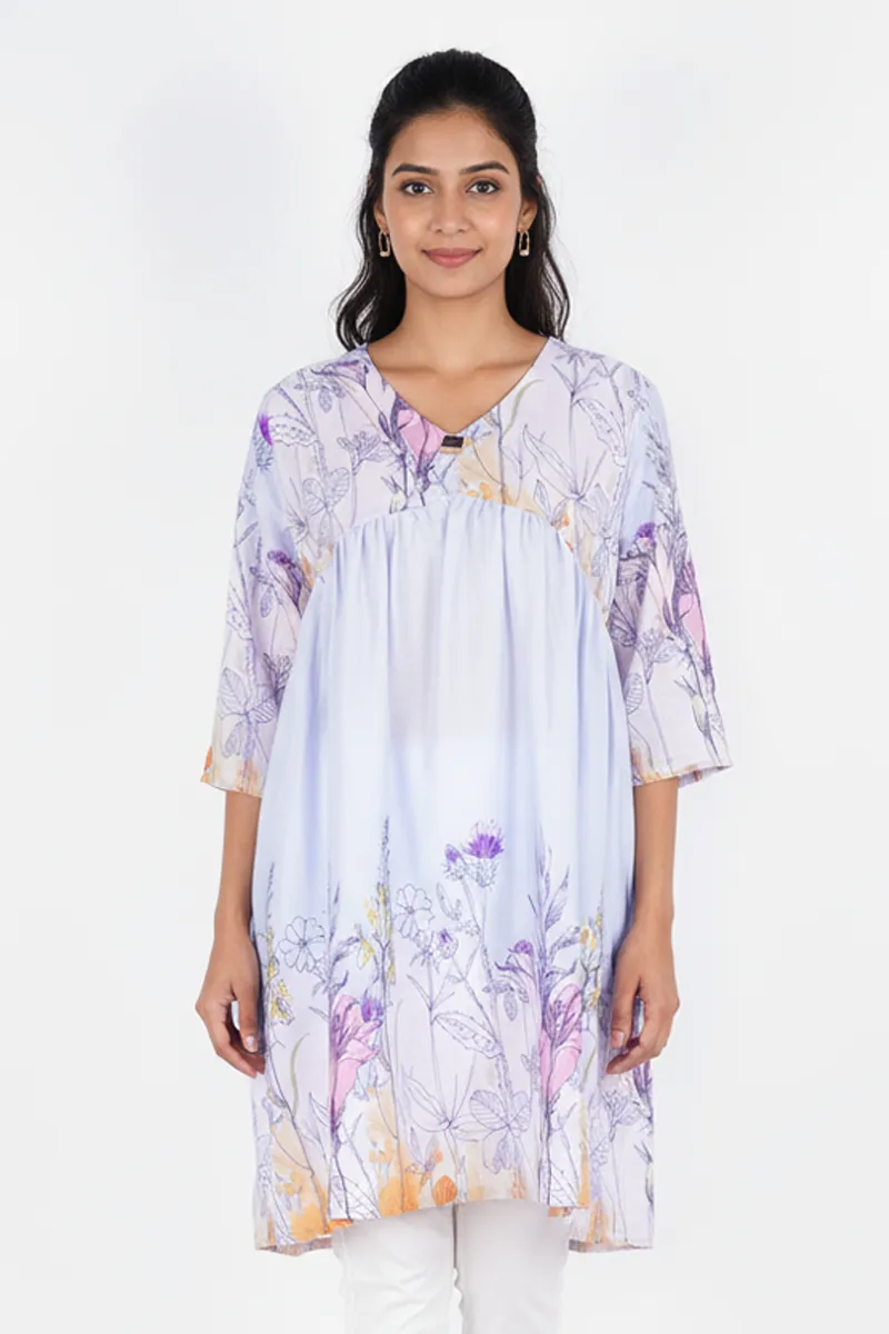 Rayon Floral Printed Tunic Top for Women CLW00293LAVXXL