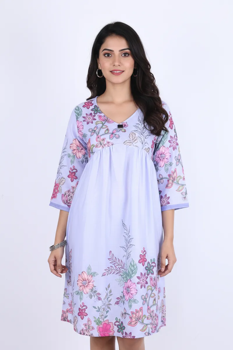 Rayon Floral Printed Tunic Top for Women CLW00294LAVXL