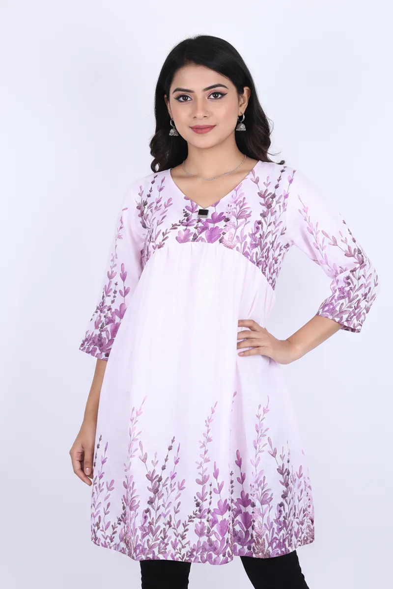 Rayon Botanical Printed Tunic Top for Women