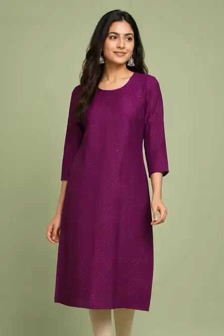 Vichitra Silk Embellished Kurti for Women