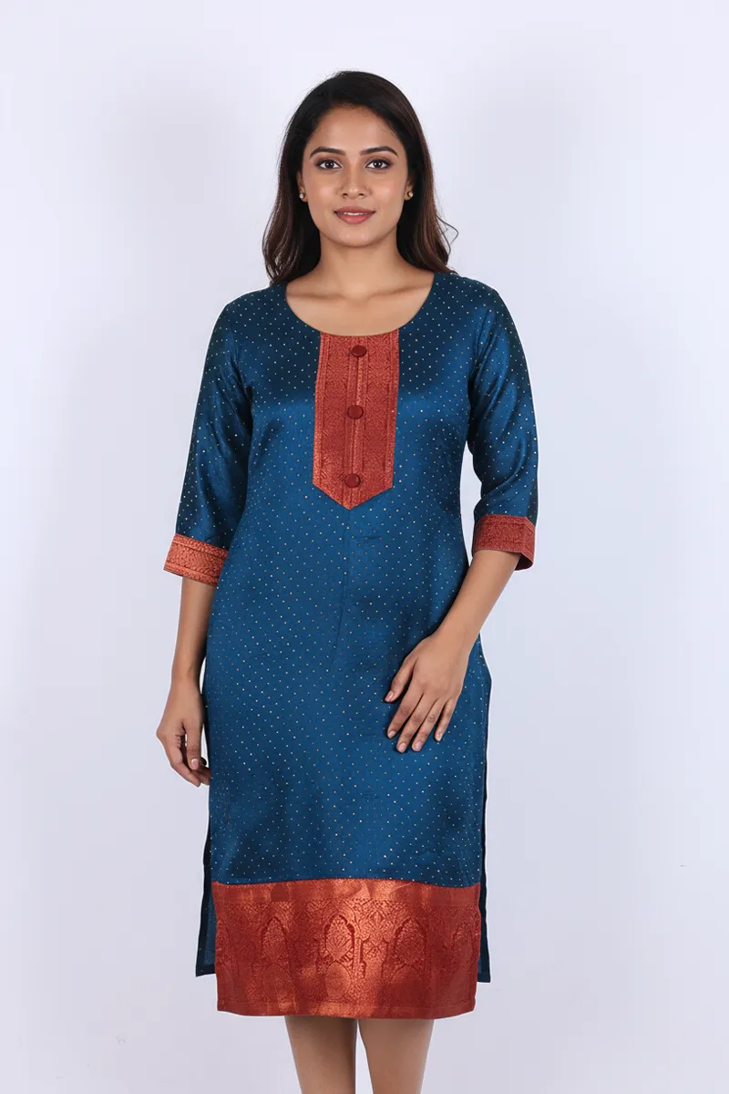 Vichitra Silk Embellished Kurti for Women