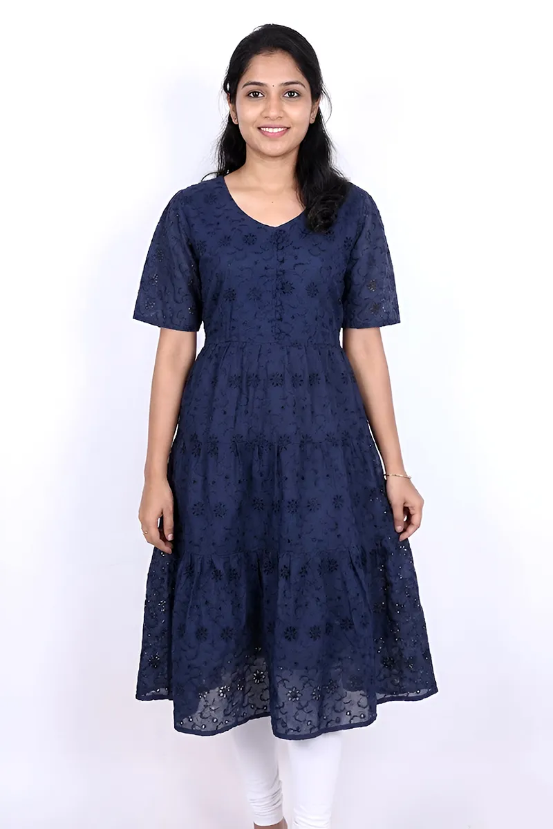 Cotton Chikankari Top for Women CLW00308NAVBLUL