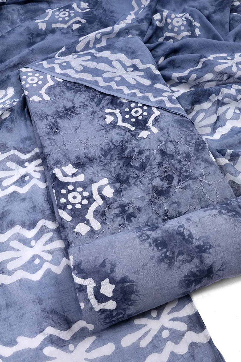 Cotton Tie & Dye Printed Unstitched Dress Material for Women CLW00364GRE2